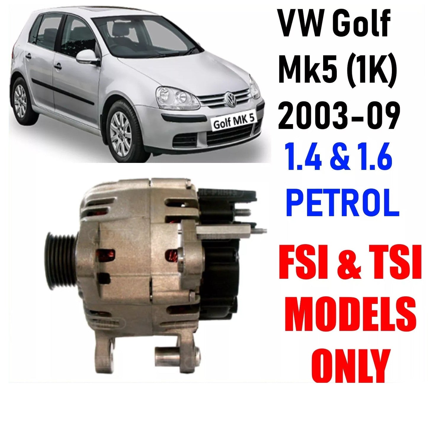 Alternator for vw golf mk5 1k 1.4 & 1.6 petrol tsi fsi 2003-2009 110a SXR®