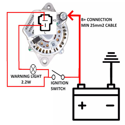 Alternator for Kit Race Car, LIGHT WEIGHT 3.2KG 2-PIN WITH 7-RIBBED PULLEY 50amp
